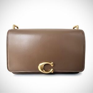 Coach Bandit Leather Shoulder Bag in Dark Stone and Gold